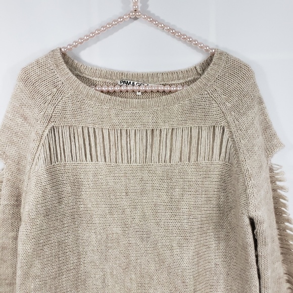 ⛔Pam & Gela Shredded Wool Sweater Ivory P XS - Picture 7 of 7